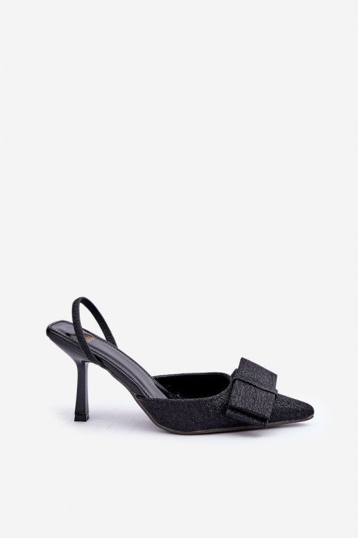 Läikivad kõrge kontsaga kingad lipsukesega Must Gredan