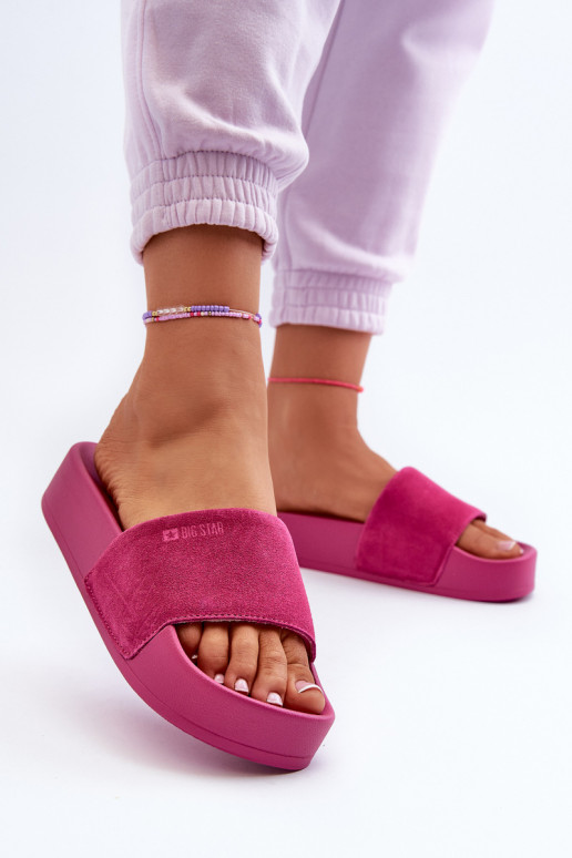Big Star NN274A672 fuksia sametised naiste platvormsussid
