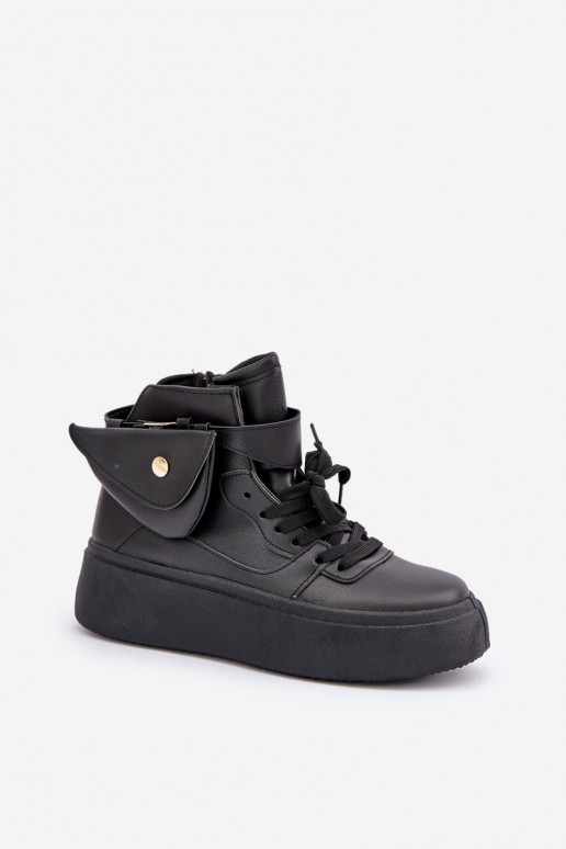Kõrged Sneakers mudeli kingad lisakotiga platvormiga Mustad Saramis
