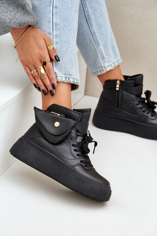 Kõrged Sneakers mudeli kingad lisakotiga platvormiga Mustad Saramis