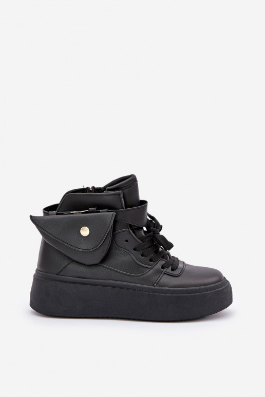 Kõrged Sneakers mudeli kingad lisakotiga platvormiga Mustad Saramis