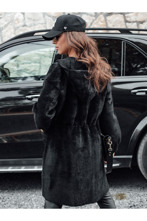 Naiste pikk kapuutsiga mantel MELBY must Naiste pikk kapuutsiga mantel MELBY must