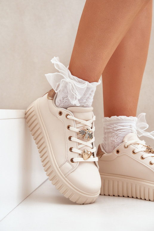 Sneakerid mudeli kingad naistele Z kinnitustega liiva värviga Grelesi