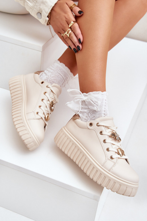 Sneakerid mudeli kingad naistele Z kinnitustega liiva värviga Grelesi