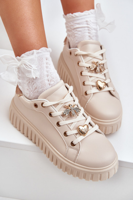 Sneakerid mudeli kingad naistele Z kinnitustega liiva värviga Grelesi
