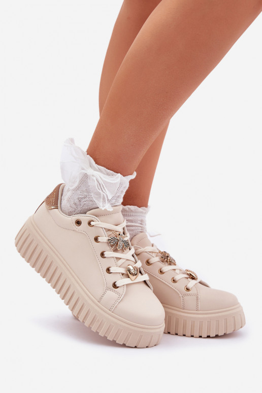 Sneakerid mudeli kingad naistele Z kinnitustega liiva värviga Grelesi