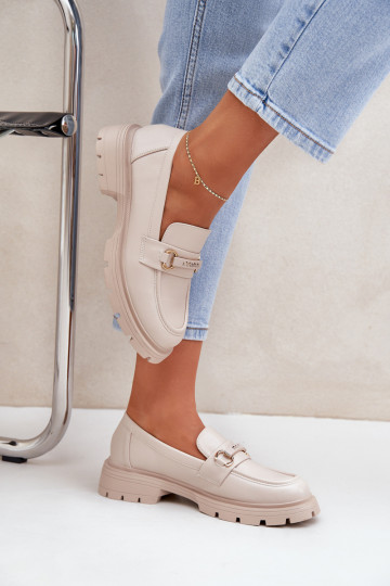 naiste mokassiinid eko-nahast beeži värvi Savethira 2