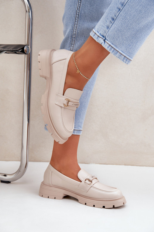 naiste mokassiinid eko-nahast beeži värvi Savethira  naiste mokassiinid eko-nahast beeži värvi Savethira