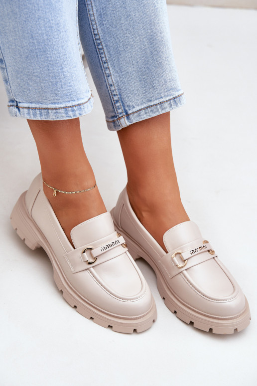 naiste mokassiinid eko-nahast beeži värvi Savethira  naiste mokassiinid eko-nahast beeži värvi Savethira