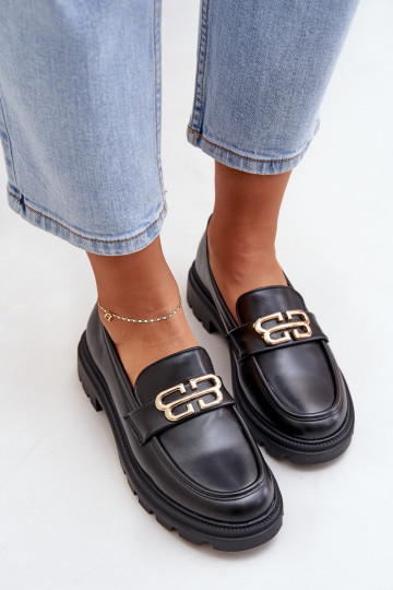 naiste mokassiinid Ze Kuldset värvim Detalem Must Trionna