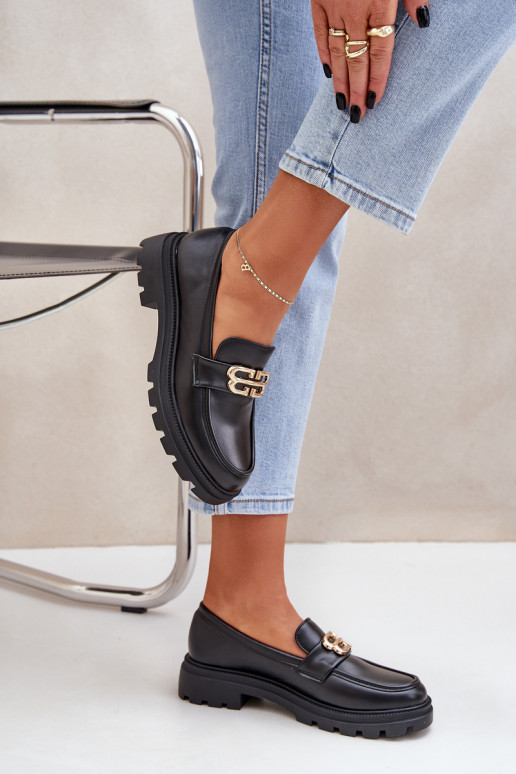 naiste mokassiinid Ze Kuldset värvim Detalem Must Trionna naiste mokassiinid Ze Kuldset värvim Detalem Must Trionna