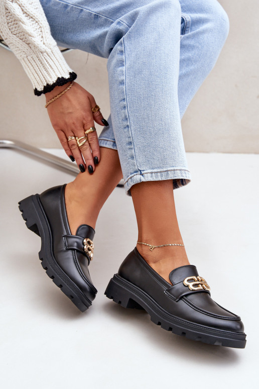 naiste mokassiinid Ze Kuldset värvim Detalem Must Trionna naiste mokassiinid Ze Kuldset värvim Detalem Must Trionna