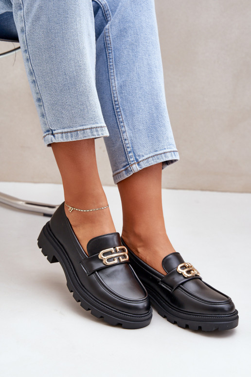 naiste mokassiinid Ze Kuldset värvim Detalem Must Trionna naiste mokassiinid Ze Kuldset värvim Detalem Must Trionna