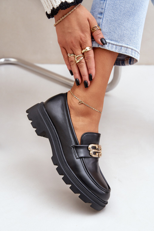 naiste mokassiinid Ze Kuldset värvim Detalem Must Trionna naiste mokassiinid Ze Kuldset värvim Detalem Must Trionna