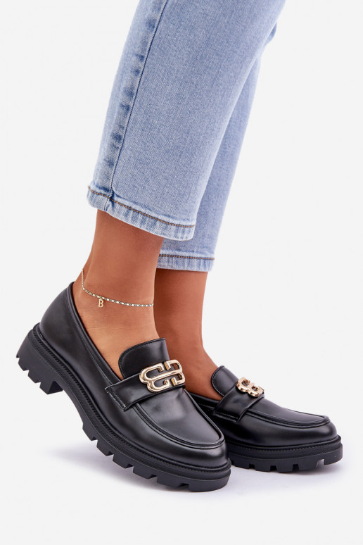 naiste mokassiinid Ze Kuldset värvim Detalem Must Trionna naiste mokassiinid Ze Kuldset värvim Detalem Must Trionna