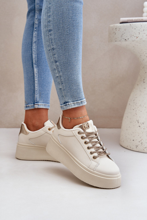 tüüpi jalanõud platvormiga  Sznurówkami beeži värvi Fonetha  tüüpi jalanõud platvormiga  Sznurówkami beeži värvi Fonetha