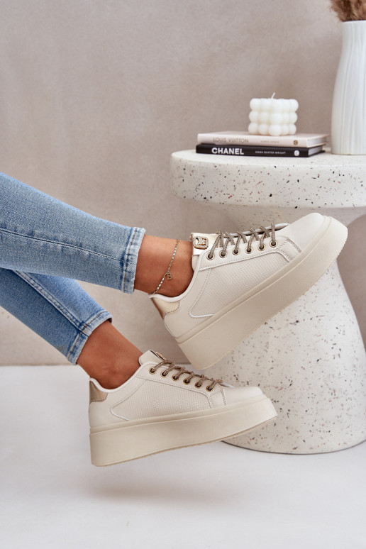 tüüpi jalanõud platvormiga  Sznurówkami beeži värvi Fonetha  tüüpi jalanõud platvormiga  Sznurówkami beeži värvi Fonetha