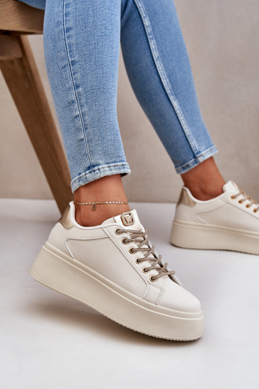 tüüpi jalanõud platvormiga  Sznurówkami beeži värvi Fonetha  tüüpi jalanõud platvormiga  Sznurówkami beeži värvi Fonetha