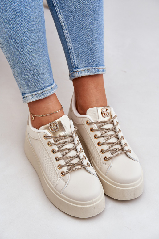 tüüpi jalanõud platvormiga  Sznurówkami beeži värvi Fonetha  tüüpi jalanõud platvormiga  Sznurówkami beeži värvi Fonetha