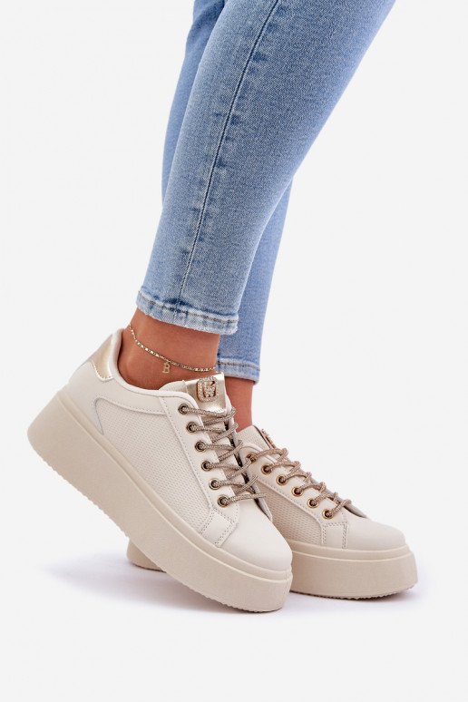 tüüpi jalanõud platvormiga  Sznurówkami beeži värvi Fonetha  tüüpi jalanõud platvormiga  Sznurówkami beeži värvi Fonetha