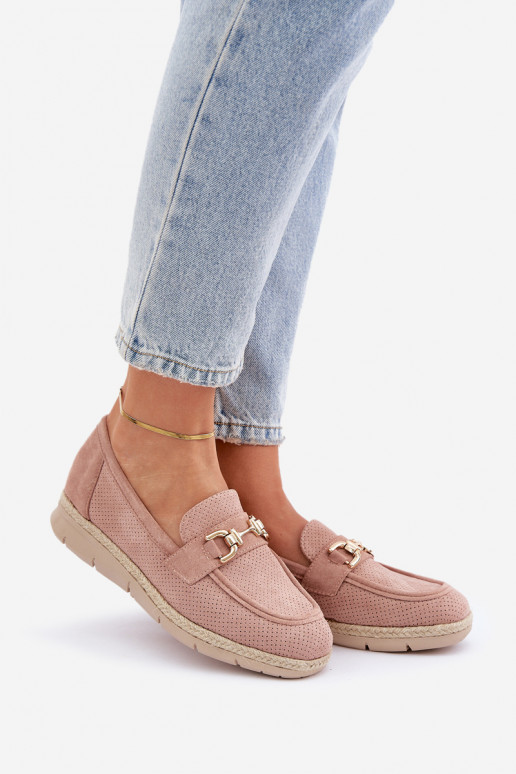 Mokassiinid Ze Kuldset värvim Detalem I Jutową Plecionką Tumeroosad värvi Lainer  Mokassiinid Ze Kuldset värvim Detalem I Jutową Plecionką Tumeroosad värvi Lainer