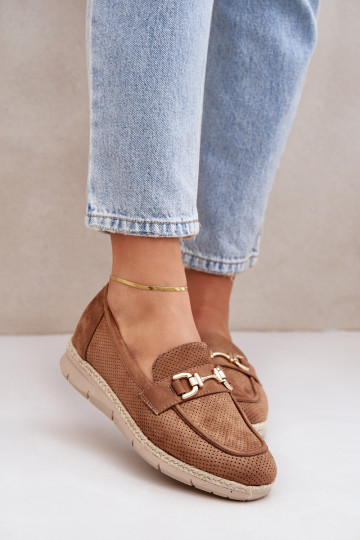 Mokassiinid Ze Kuldset värvim Detalem I Jutową Plecionką pruunid värvi Lainer