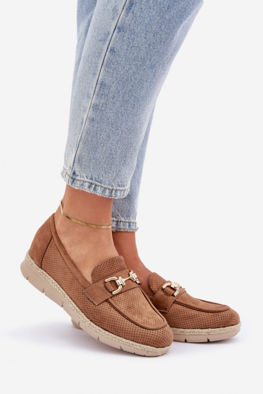  Mokassiinid Ze Kuldset värvim Detalem I Jutową Plecionką pruunid värvi Lainer