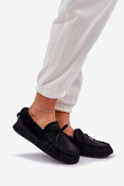 Mokassiinid Plätud  karusnahaga Must Kleogoria Mokassiinid Plätud  karusnahaga Must Kleogoria