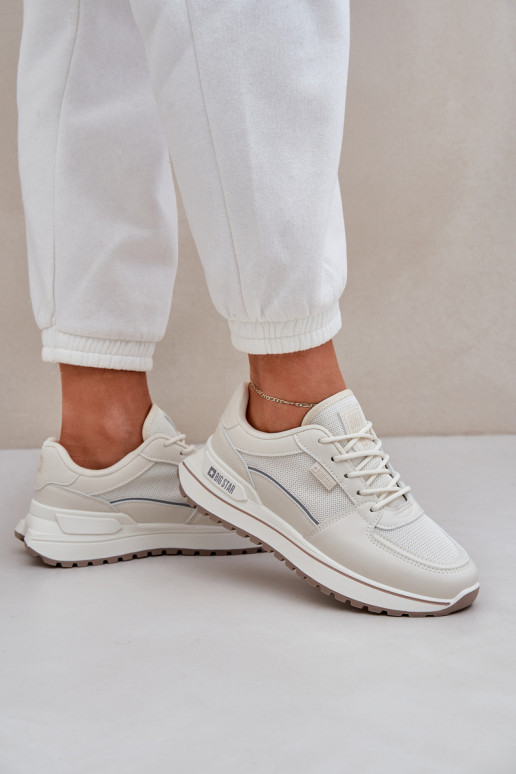 Sneakers mudeli jalanõud platvormiga Big Star OO274A155 valge-beeži värviga