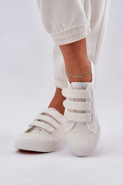 madalad tennised krõpsudega kinnitatav valget värvi Dilan  madalad tennised krõpsudega kinnitatav valget värvi Dilan