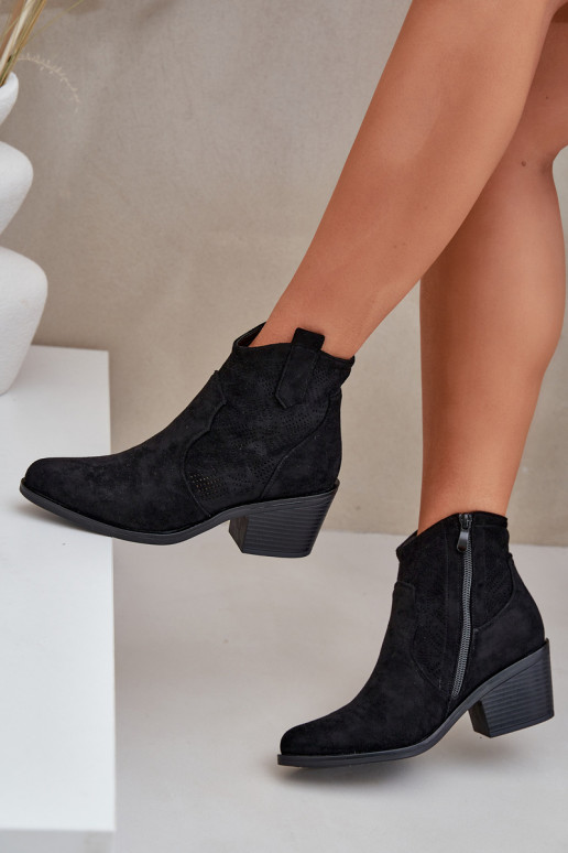 kauboistiilis saapad  Eko Ažuursed seemisnahast S.Barski HY51-061 Must