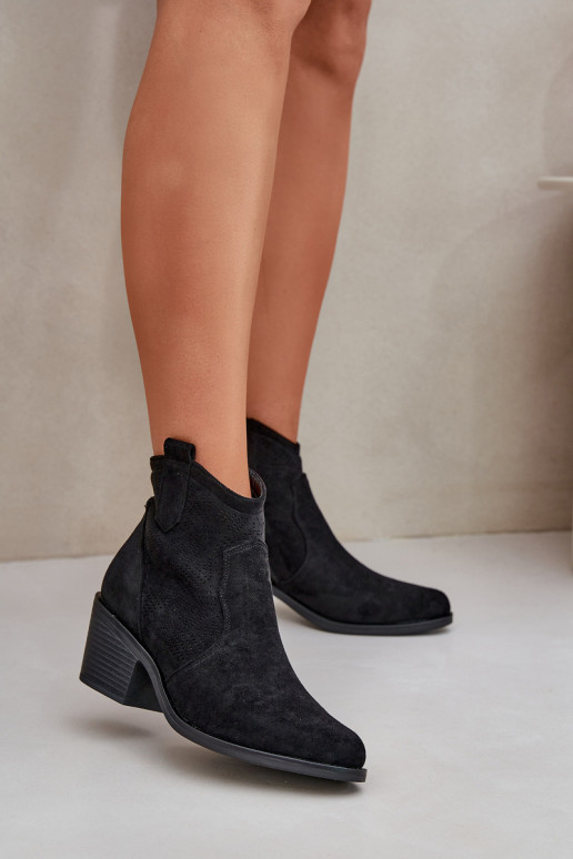 kauboistiilis saapad  Eko Ažuursed seemisnahast S.Barski HY51-061 Must