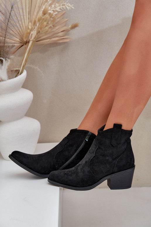 kauboistiilis saapad  Eko Ažuursed seemisnahast S.Barski HY51-061 Must