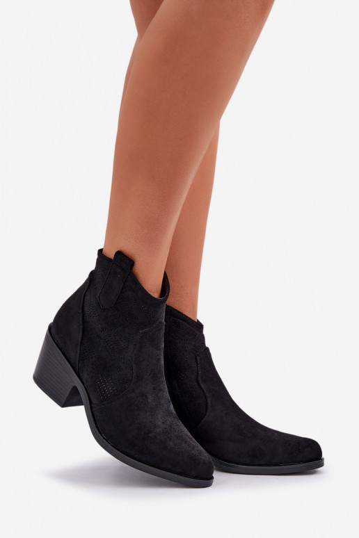 kauboistiilis saapad  Eko Ažuursed seemisnahast S.Barski HY51-061 Must