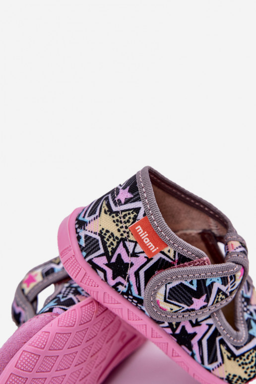 Plätud Milami Laste jalanõud krõpsudega kinnitatav Halli värvi-Tumeroosad värvi Jasimrra Plätud Milami Laste jalanõud krõpsudega kinnitatav Halli värvi-Tumeroosad värvi Jasimrra