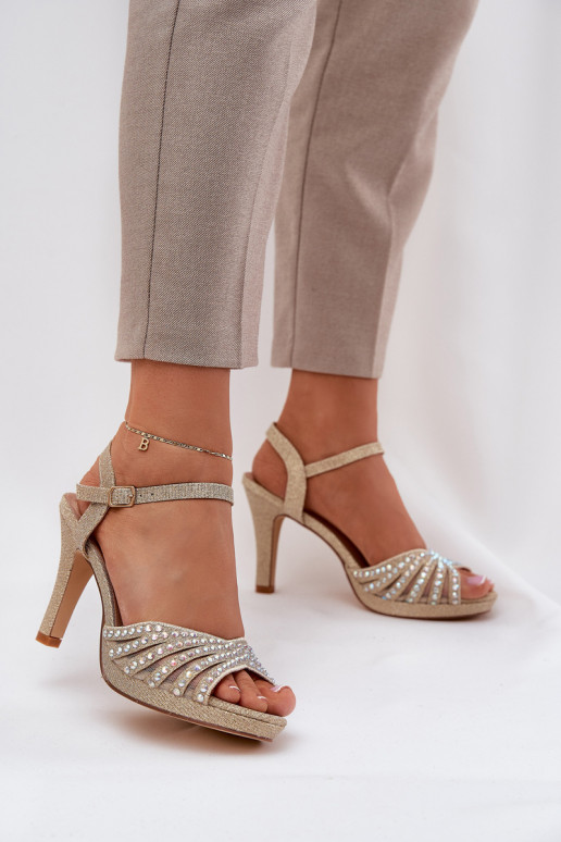 sandaalid kõrge jämeda kontsaga   D&A MR1038-33 Kuldset värvi