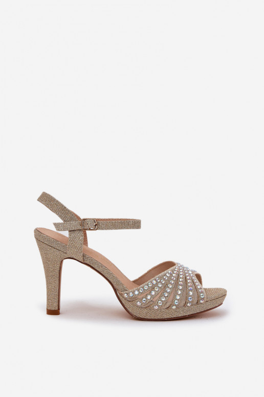 sandaalid kõrge jämeda kontsaga   D&A MR1038-33 Kuldset värvi