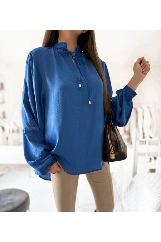 Jewelsi sinine lahtise istuvusega särk