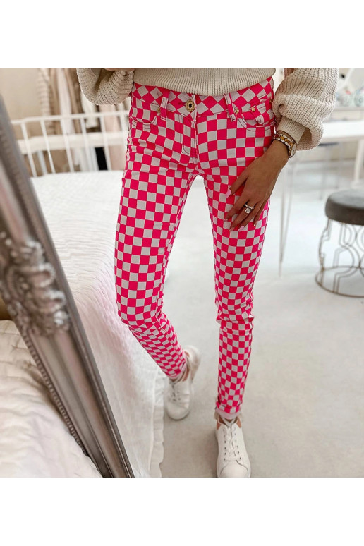 Roosad Bleri ruudulisest kangast püksid