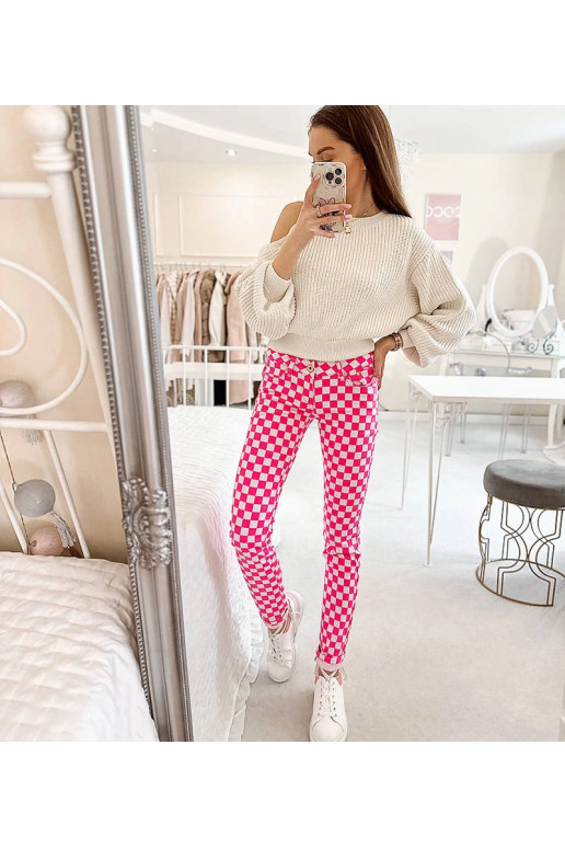 Roosad Bleri ruudulisest kangast püksid