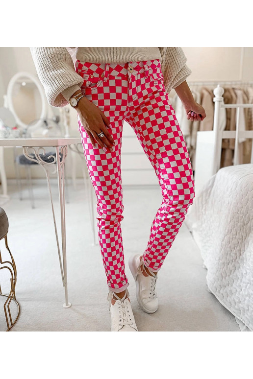 Roosad Bleri ruudulisest kangast püksid