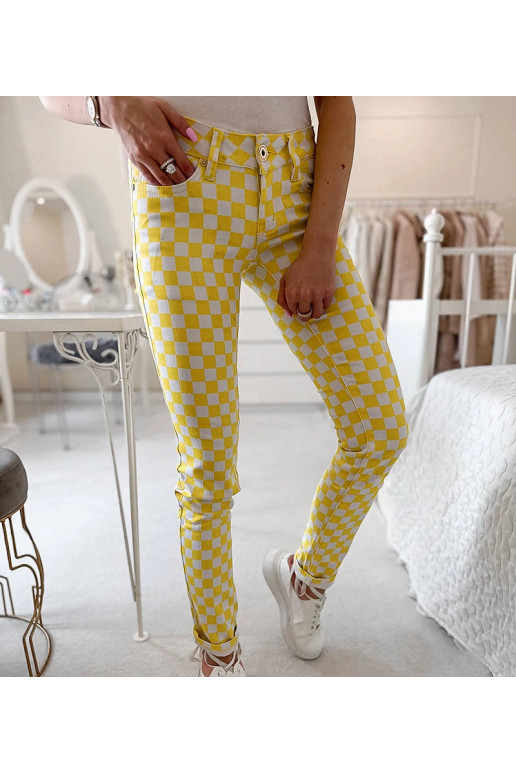 Kollased Bleri ruudulise riidega püksid