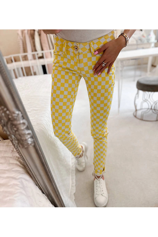 Kollased Bleri ruudulise riidega püksid