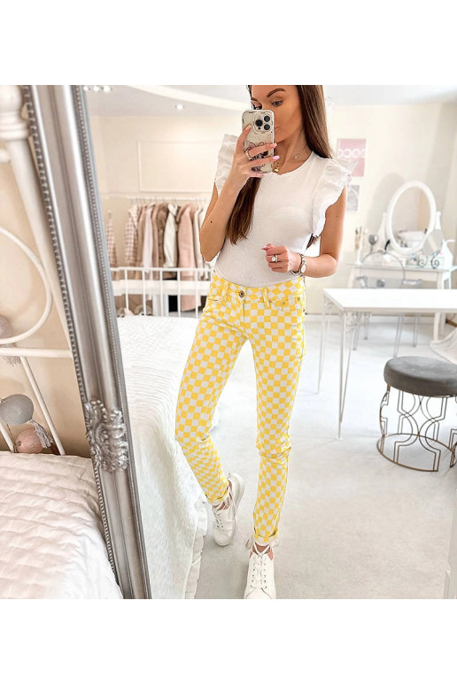 Kollased Bleri ruudulise riidega püksid