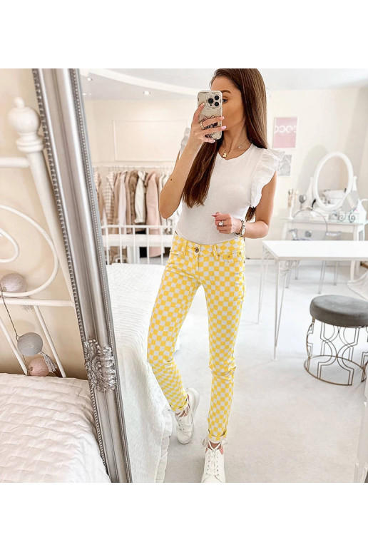 Kollased Bleri ruudulise riidega püksid