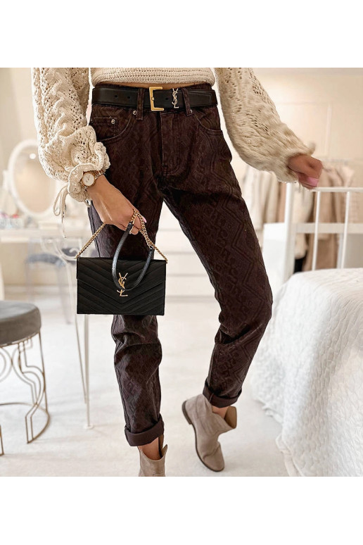 Tumepruunid püksid Pelchati vööga