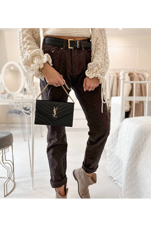 Tumepruunid püksid Pelchati vööga