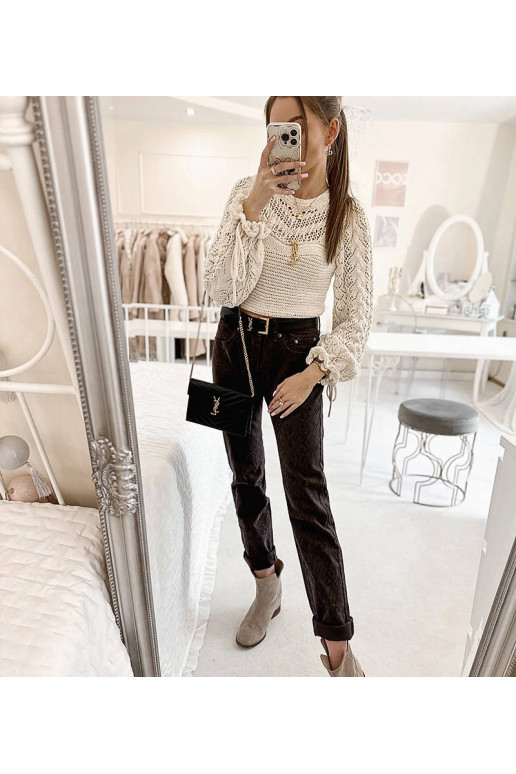 Tumepruunid püksid Pelchati vööga