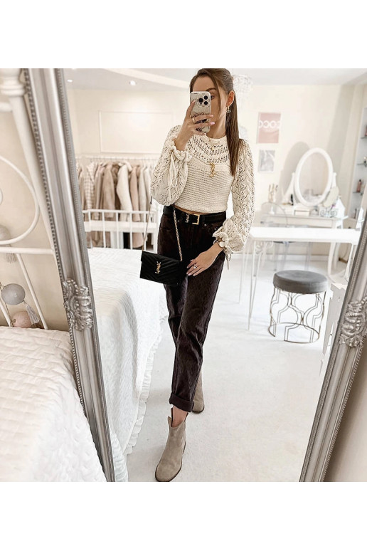 Tumepruunid püksid Pelchati vööga