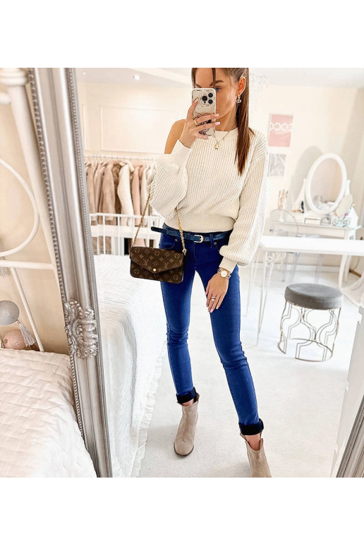 Sinised naiste püksid Rocheri vööga